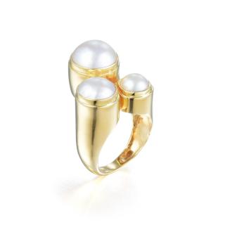 Appraisal: A Mabe Pearl Ring Set with three round mabe pearls