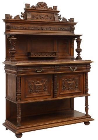 Appraisal: French Henri II style marble-top walnut server late th c