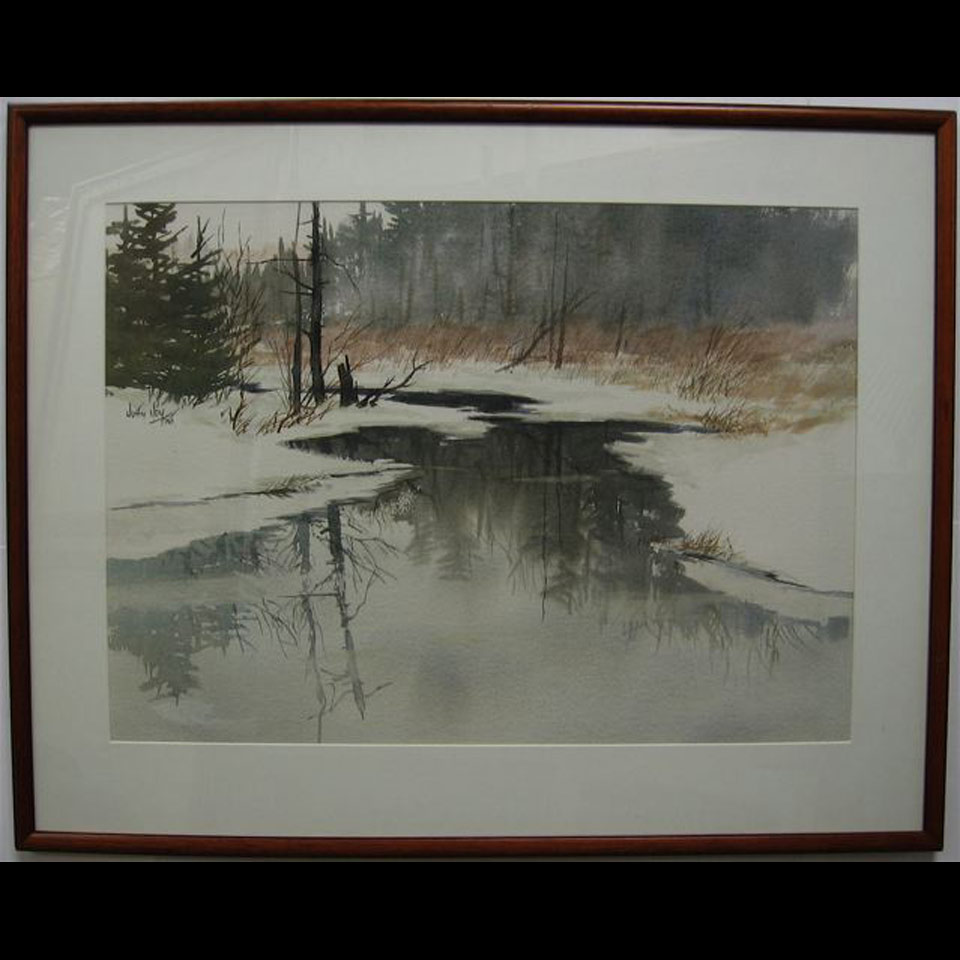 Appraisal: JOHN JOY - CANADIAN MISTY MORNING WATERCOLOUR SIGNED AND DATED