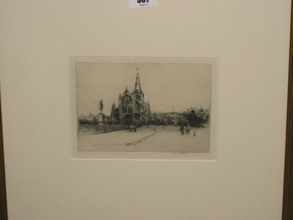 Appraisal: HAROLD STOREY etching 'Glasgow Cathedral' signed in pencil