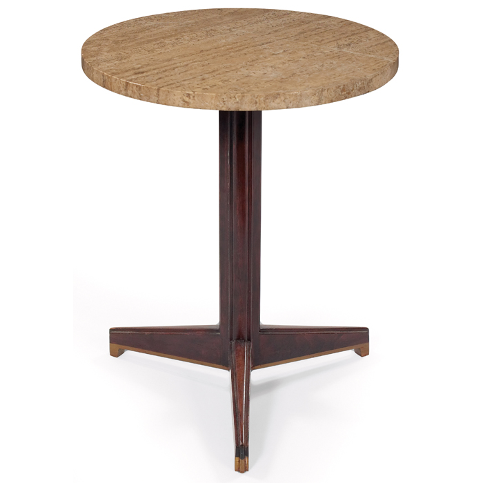 Appraisal: Edward Wormley occasional table by Dunbar round travertine top over