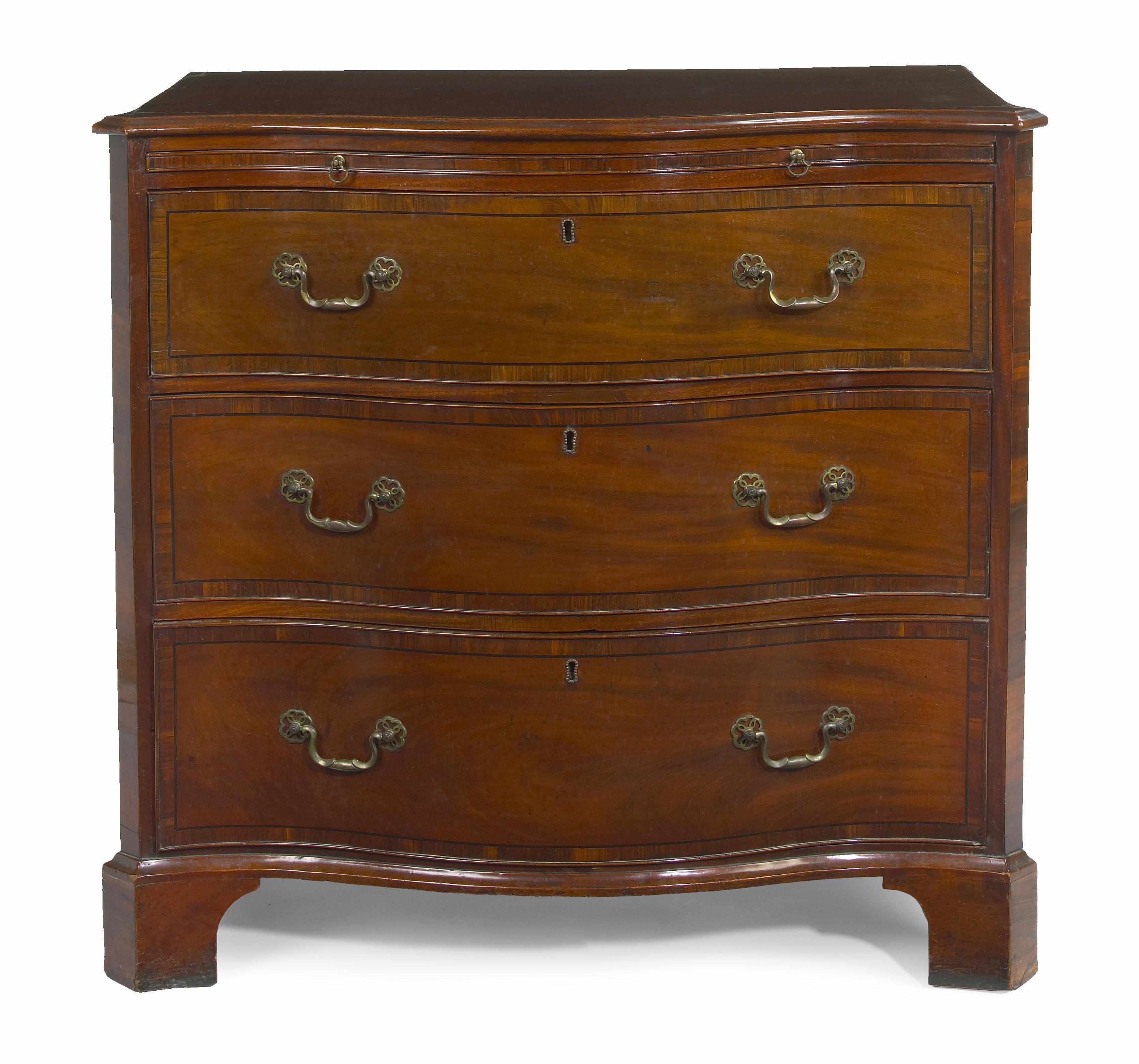 Appraisal: A George III rosewood crossbanded mahogany serpentine chest fourth quarter