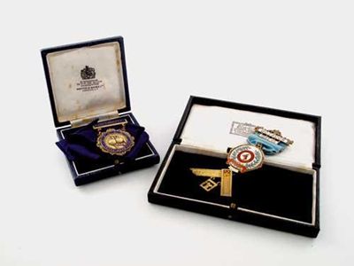 Appraisal: Masonic Fraternity jewels a modern silvergilt and enamelled South African