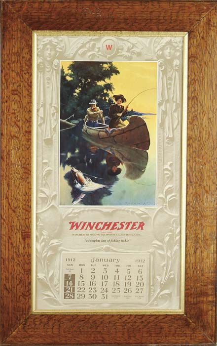 Appraisal: FRAMED SCARCE WINCHESTER CALENDAR A reprint of orig with crisp