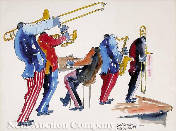 Appraisal: Leo Meirsdroff American New Orleans - Jazz Quintet watercolor and