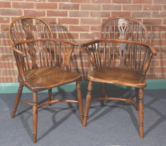 Appraisal: TWO OLD WINDSOR ASH AND ELM ELBOW CHAIRS with splat