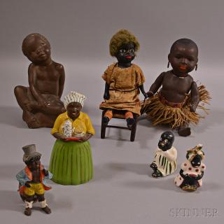 Appraisal: Seven Black Figures and Dolls th and th century a