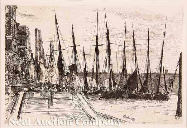 Appraisal: James Abbott McNeil Whistler American - Billingsgate etching signed and