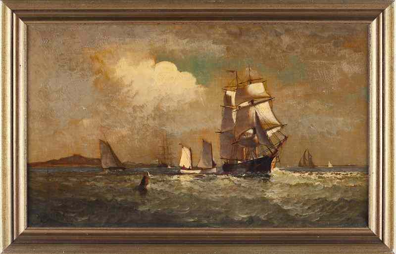 Appraisal: Marshall Johnson Jr MA - Shipsoil on canvas signed and