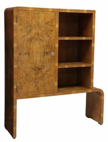 Appraisal: Italian Art Deco burlwood cabinet c s fitted with three