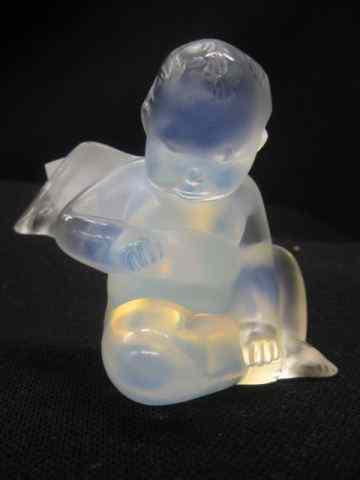 Appraisal: Lalique Crystal Figural Angel Paperweight opalescent seated '' tall excellent