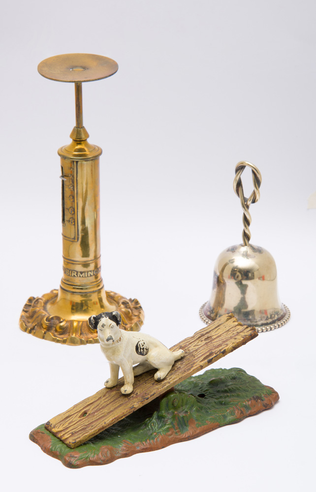 Appraisal: Group of Three Desk Accessories Comprising a brass postal scale