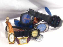 Appraisal: A mixed lot comprising seven watches including a Seiko Kanetis