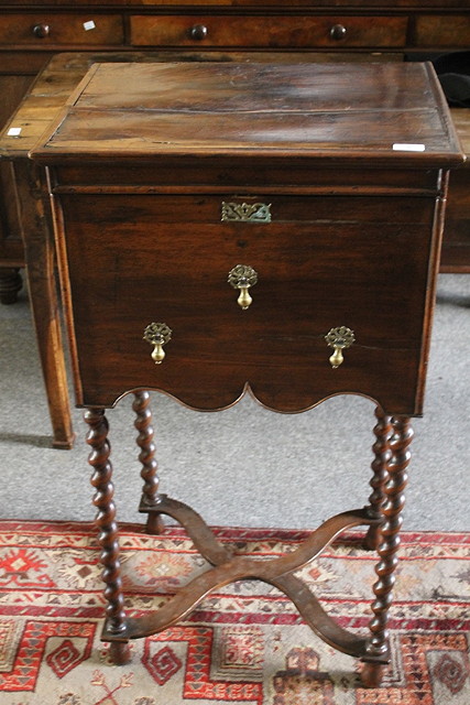 Appraisal: AN ANTIQUE WALNUT BOX on stand with lift up top