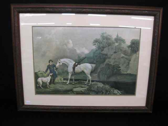 Appraisal: Print of Horse Rider at Rest dog by his side