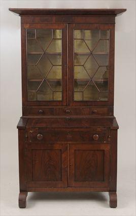 Appraisal: Late Classical-Style Mahogany Desk and Bookcase Comprised of antique parts