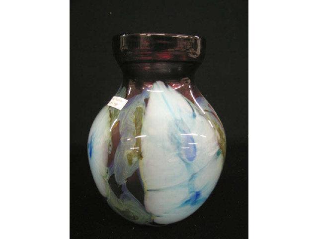 Appraisal: Charles Lotton Art Glass Vase multi-flora signed dated tall diameter