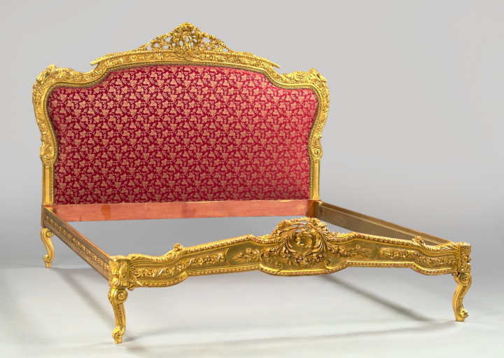 Appraisal: Louis XV-Style Highly Carved and Gilded Bedstead mid- th century