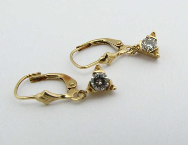 Appraisal: K Yellow Gold dangle earrings with ct each diamond