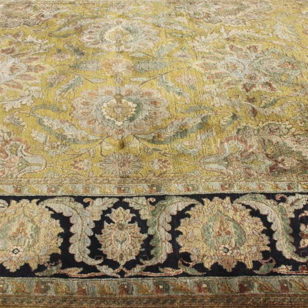 Appraisal: LARGE INDIA AGRA S CARPET RUG WITH BLACK GROUND IN