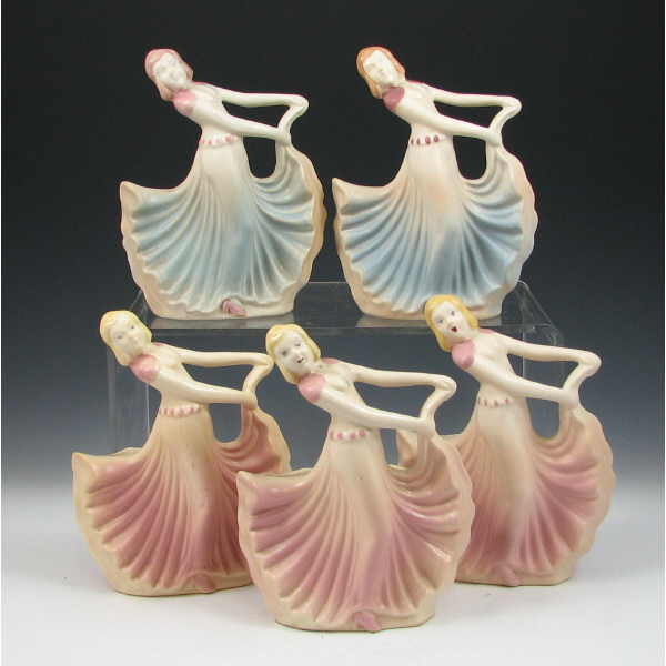 Appraisal: Hull Novelty - Dancing Lady Planters Lot of five Novelty