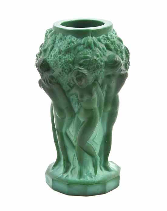 Appraisal: A Czech Art Deco Agate Glass Vase having a continuous