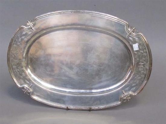 Appraisal: STERLING SILVER SERVING PLATTER Of oval form with a reeled