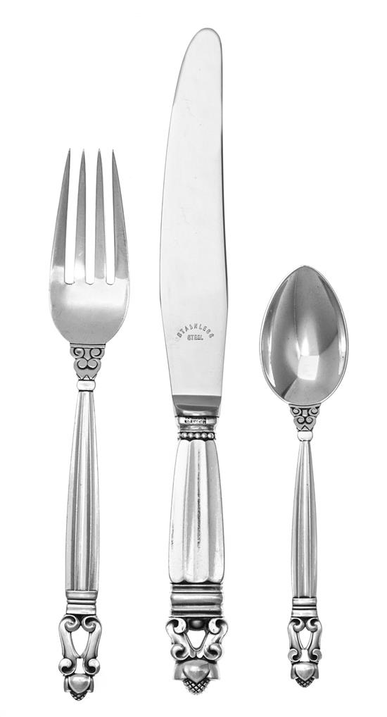 Appraisal: Sale Lot A Danish Silver Flatware Service Georg Jensen Copenhagen