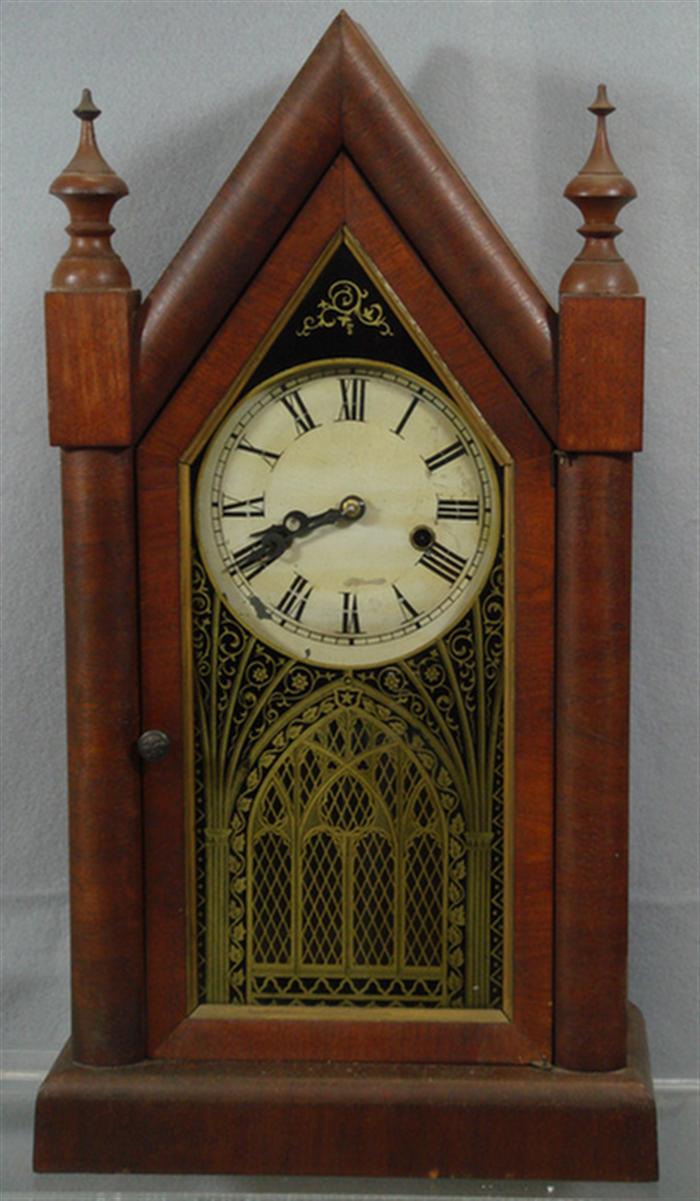 Appraisal: Jerome Co mahogany steeple clock hr running h Estimate -