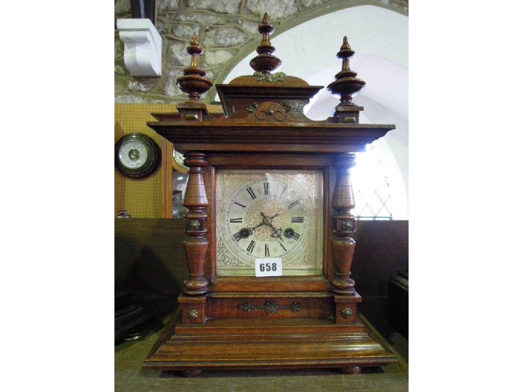 Appraisal: An early th century mahogany cased mantle clock with turned