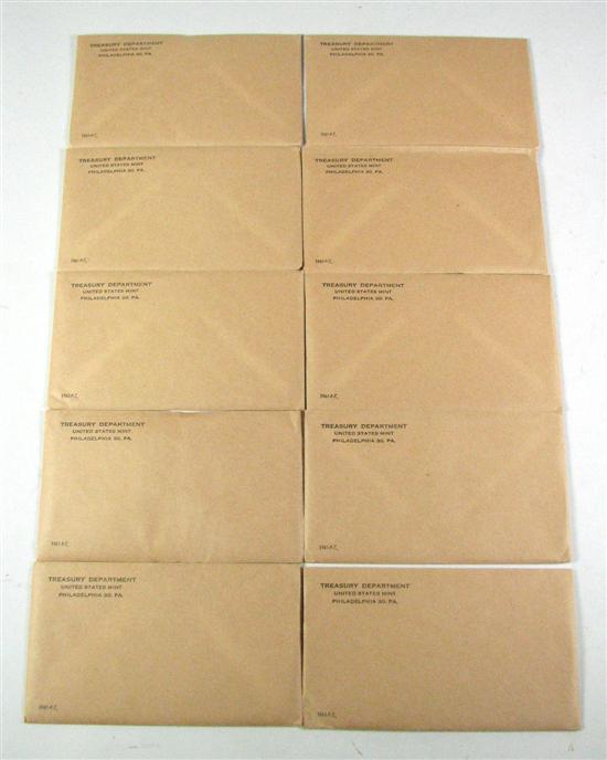 Appraisal: Ten UNOPENED Proof Sets In mint issued envelopes