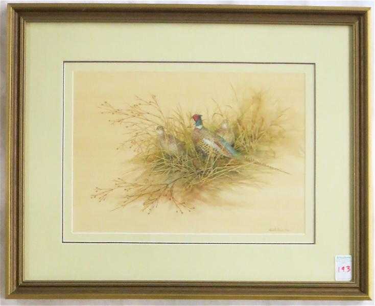 Appraisal: JANEEN SCHISSLER WATERCOLOR ON PAPER Colorado Washington Kansas born Pheasants