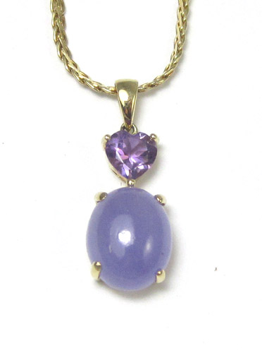 Appraisal: LAVENDER JADE AMETHYST AND FOURTEEN KARAT GOLD PENDANT NECKLACE the