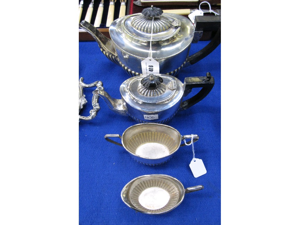 Appraisal: Lot comprising an EP teapot and a bachelor's tea service