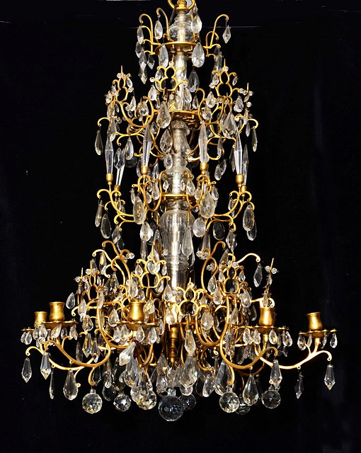 Appraisal: A RUSSIAN AND ORMOLU AND FACET CUT GLASS EIGHT BRANCH