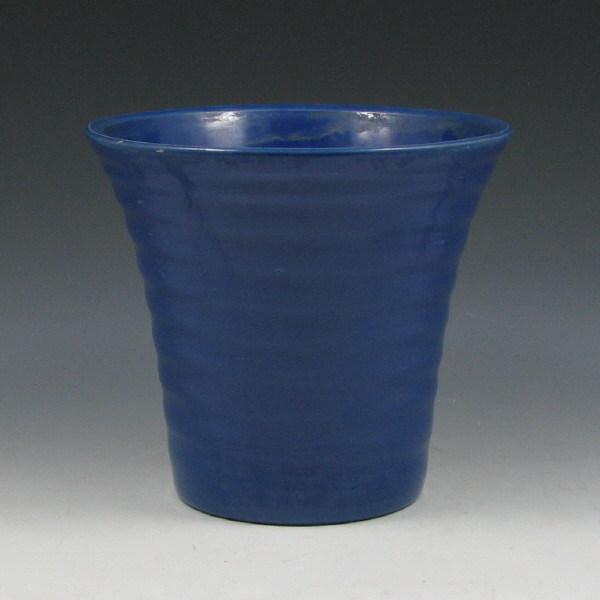 Appraisal: Bauer Ring Ware vase or planter in blue Marked Bauer