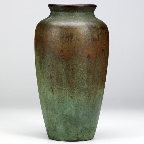 Appraisal: CLEWELL Tall copper clad vase with a fine bronze and