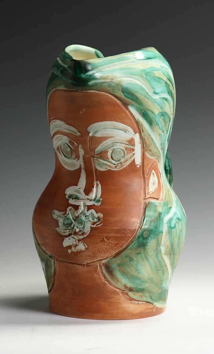 Appraisal: Pablo Picasso ''Woman's Face'' Ceramic Pitcher by Madoura Pottery C