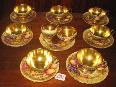 Appraisal: A PIECE ENGLISH ANSYLEY PORCELAIN TEA SET in a fruit