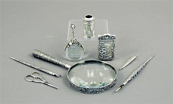 Appraisal: Collection of sterling lady's articles late th early th centuryrepousse-chased