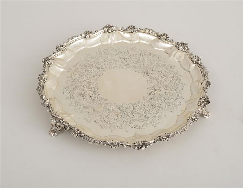 Appraisal: VICTORIAN SILVER SALVER Hands Son London the engraved surface within