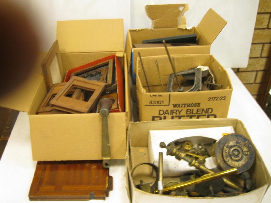 Appraisal: A quantity of mahogany Camera Parts Lantern Parts etc