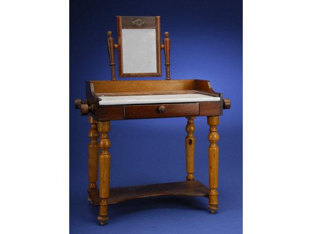 Appraisal: Doll Size Dressing Table with Mirror America ca mahogany dressing