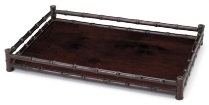 Appraisal: Chinese Hongmu tray qing dynasty Of simulated bamboo rectangular form