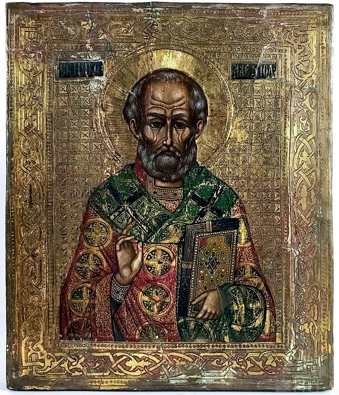 Appraisal: Greek Russian Eastern Orthodox Saint Icon Painting Antique Catholic Orthodox