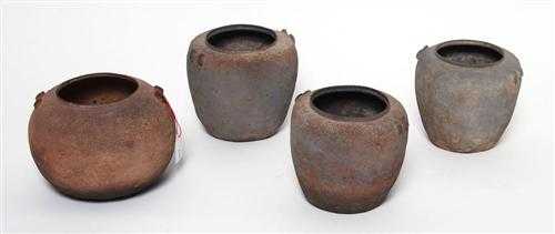 Appraisal: LOT OF FOUR CERAMIC POTS China Eastern Zhou-dynasty - cm