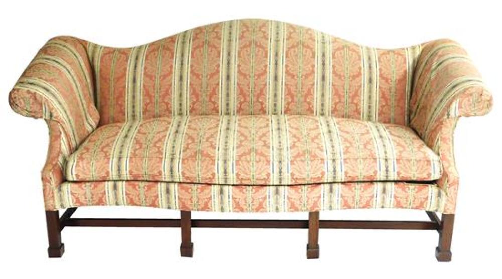 Appraisal: Chippendale style Deerfield camel back sofa by Southwood Furniture Co