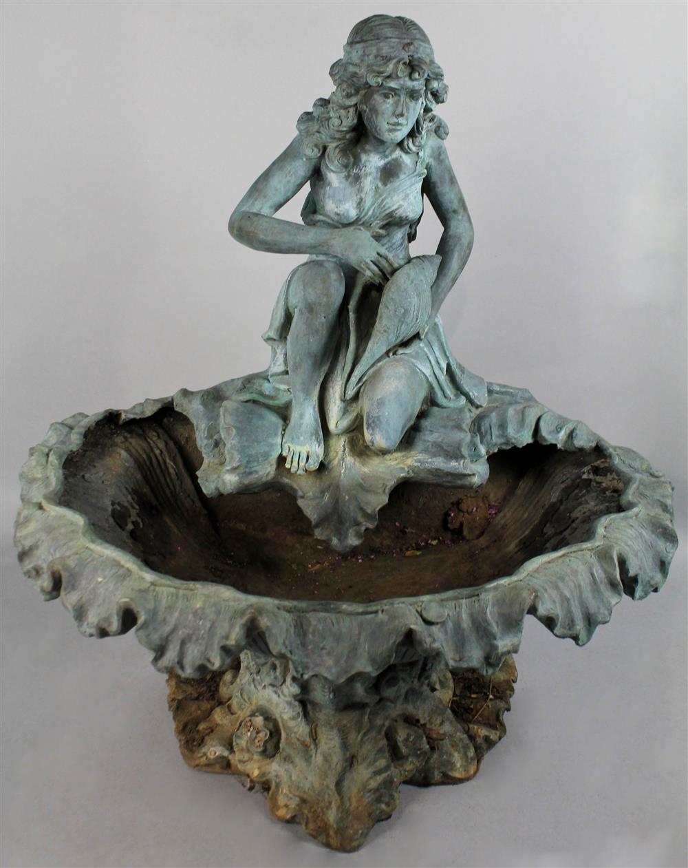 Appraisal: LEAD FOUNTAIN OF A GIRL SEATED ON A CLAM SHELL