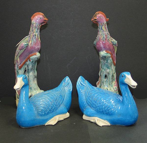 Appraisal: Two pair of Chinese porcelain birds one pair of famille