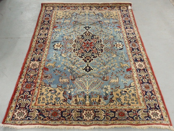 Appraisal: - Tabriz style oriental hall carpet with animal designs x